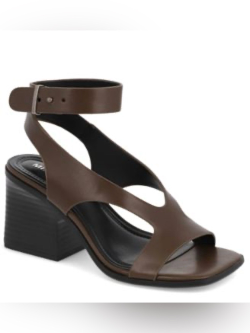 MIA FELIPA Women's Brown Ankle-Strap Block Heel Strappy Sandals 9.5 9 1/2 NEW
